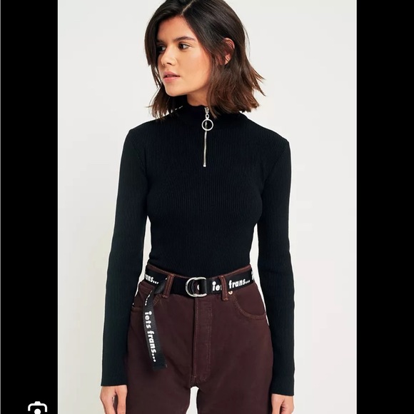 Urban Outfitters Black Zip Up Top - Size M - Picture 1 of 7